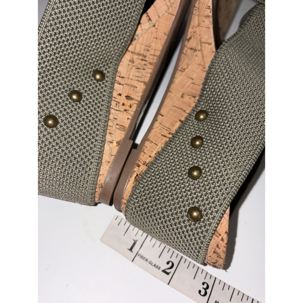 41 Hawthorn Joyce Olive Green Stretch Knit Cork Wedge Sandals Mule Slide Size 10 - Picture 6 of 6